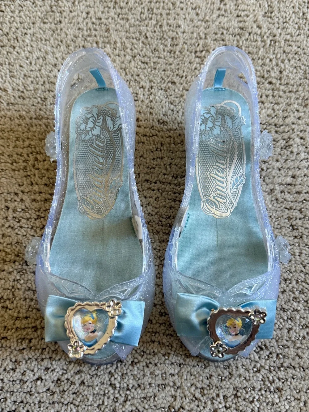 Cinderella Glitter Blue Bow Dress Shoes for Kids